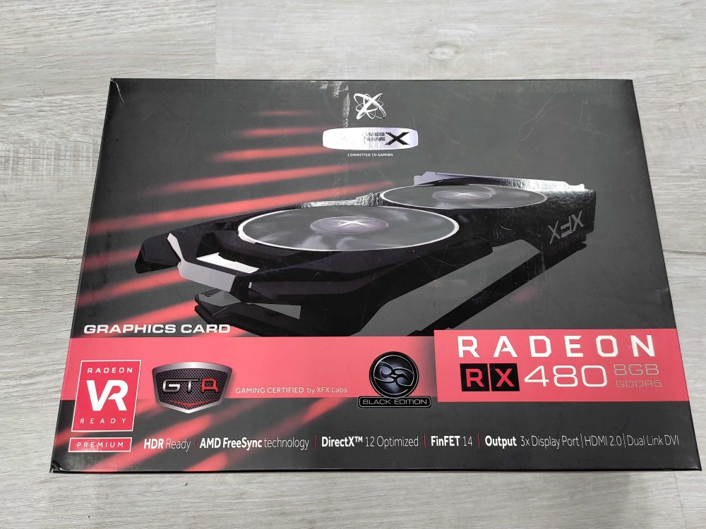 XFX AMD Radeon RX 480 8GB GDDR5 Video Graphics Card RX-480P8D Black Edition + Box + Accessories