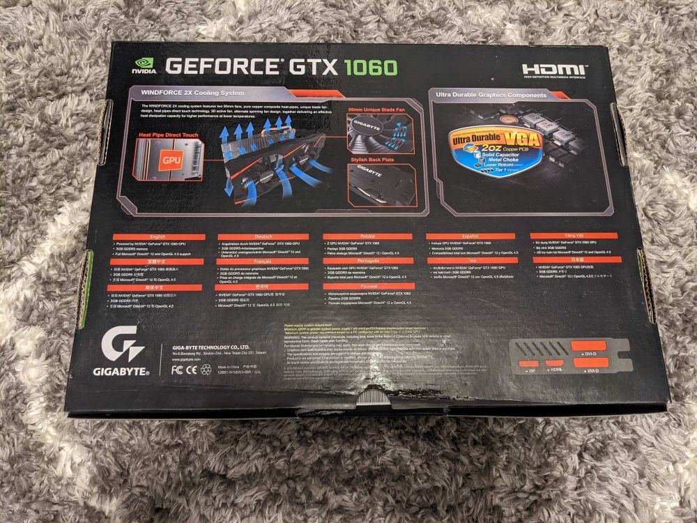 Used Gigabyte GTX 1060 3GB Graphics Card